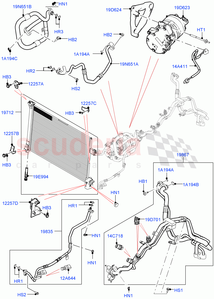 Air Conditioning Condensr/Compressr (Front) (2.0L AJ200P Hi PHEV) ((V) FROMMA000001) of Land Rover Land Rover Range Rover Velar (2017+) [5.0 OHC SGDI SC V8 Petrol]
