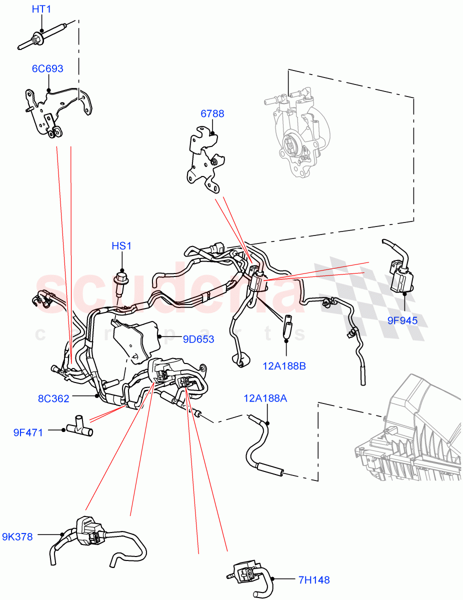 Vacuum Control And Air Injection (Solihull Plant Build, Engine Vacuum Harness) (3.0 V6 Diesel) ((V) FROMAA000001) of Land Rover Land Rover Range Rover Velar (2017+) [3.0 Diesel 24V DOHC TC]