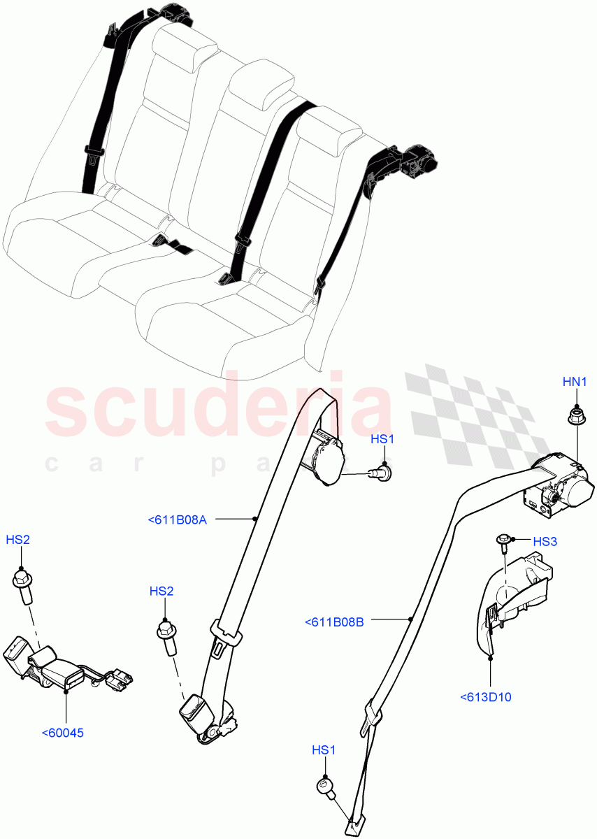 Rear Seat Belts of Land Rover Land Rover Range Rover Velar (2017+) [3.0 I6 Turbo Petrol AJ20P6]