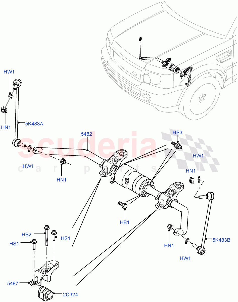 Active Anti-Roll Bar System(Stabilizer Bar, Front)(With Roll Stability Control,With ACE Suspension)((V)FROMAA000001) of Land Rover Land Rover Range Rover Sport (2010-2013) [3.0 Diesel 24V DOHC TC]