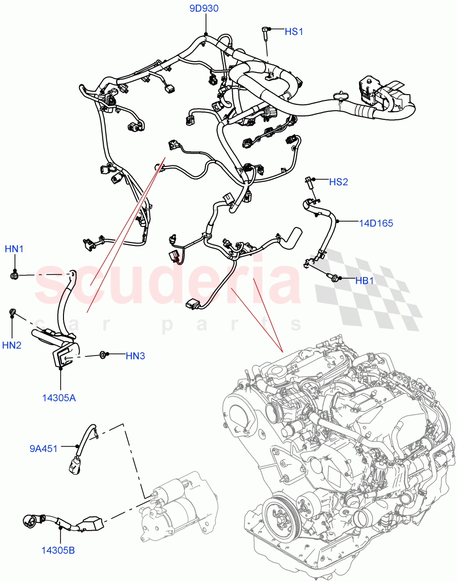 Engine Harness (3.0 V6 Diesel) of Land Rover Land Rover Range Rover Velar (2017+) [3.0 I6 Turbo Petrol AJ20P6]