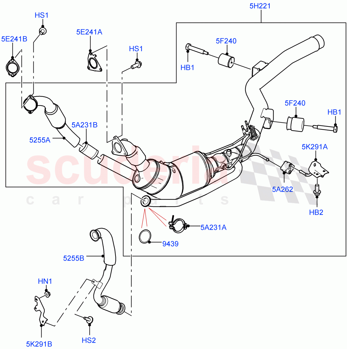 Front Exhaust System (3.0 V6 D Gen2 Twin Turbo, Stage V Plus DPF, Proconve L6 Emissions) ((V) FROMFA000001) of Land Rover Land Rover Range Rover (2012-2021) [3.0 Diesel 24V DOHC TC]