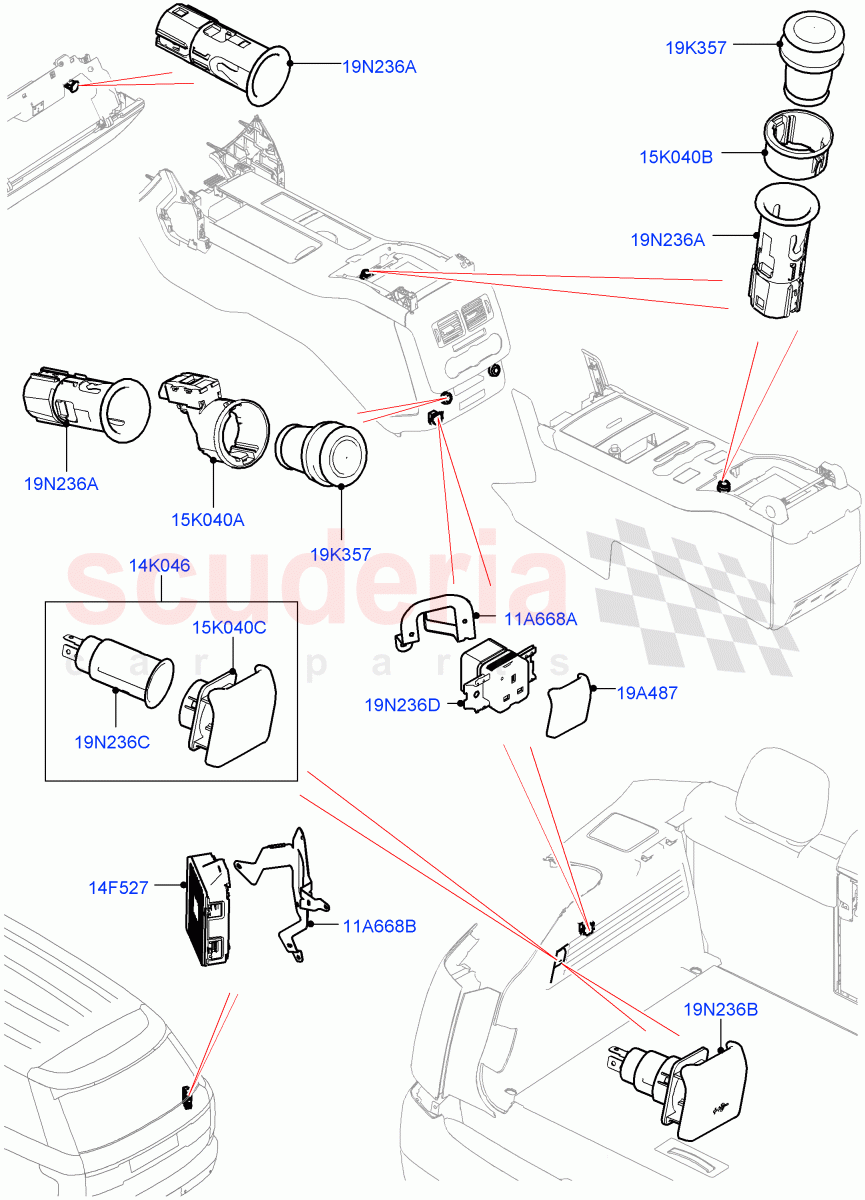 Auxiliary Electrical Power Points of Land Rover Land Rover Range Rover (2012-2021) [3.0 DOHC GDI SC V6 Petrol]