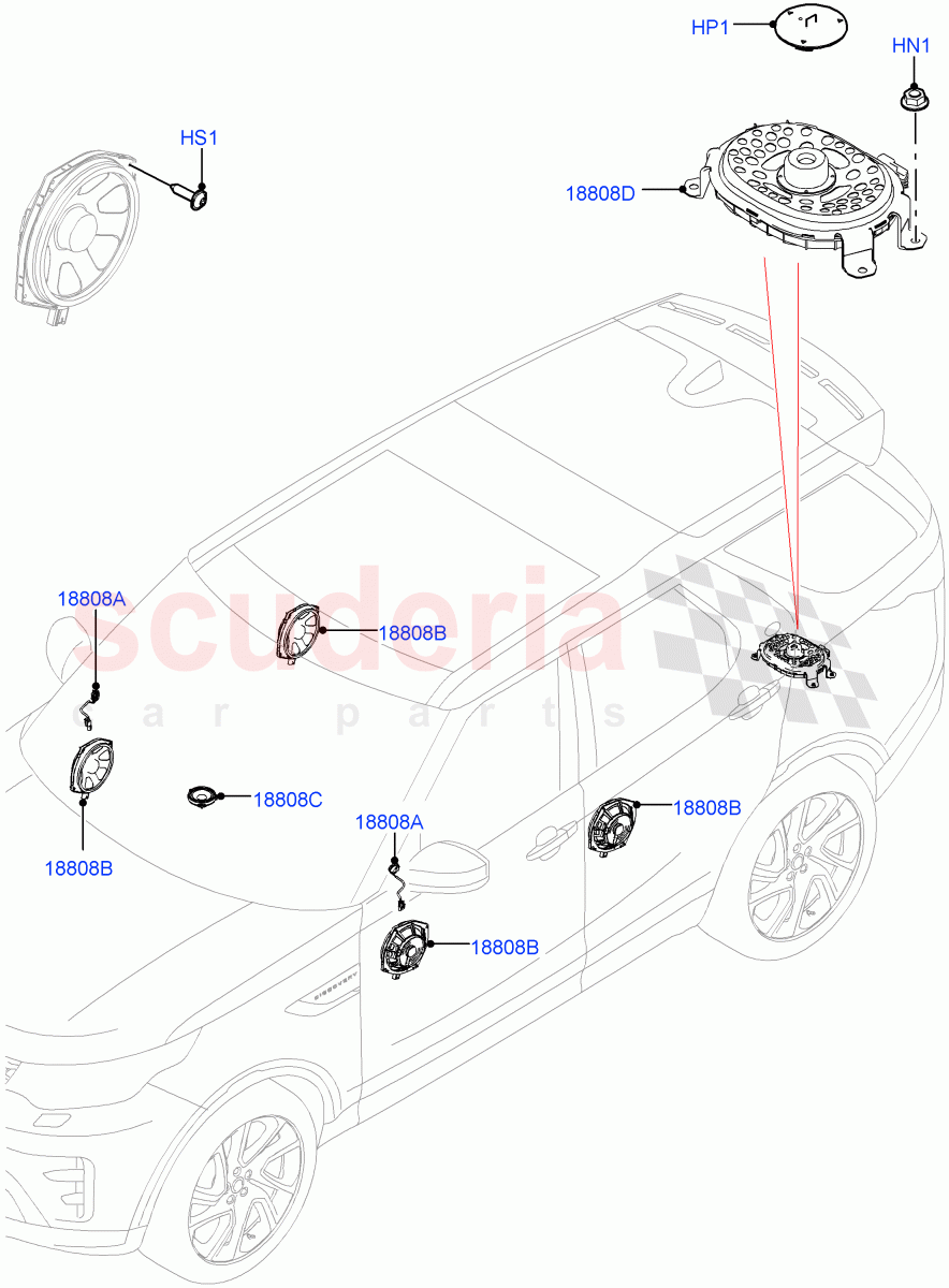 Speakers(Nitra Plant Build)(Standard Audio (Base))((V)FROMK2000001) of Land Rover Land Rover Discovery 5 (2017+) [3.0 Diesel 24V DOHC TC]