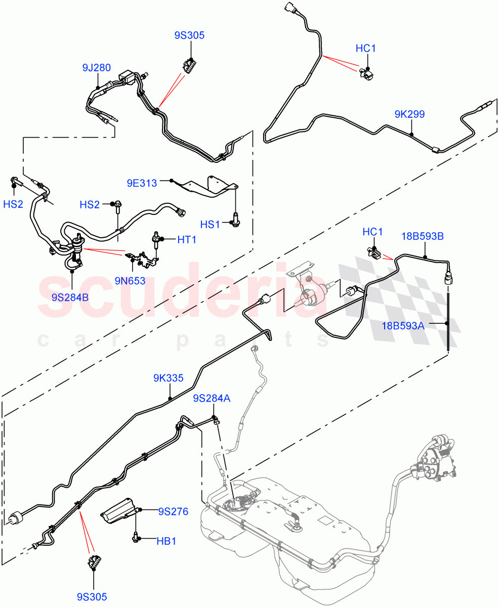 Fuel Lines(1.5L AJ20P3 Petrol High,Changsu (China))((V)FROMKG446857) of Land Rover Land Rover Discovery Sport (2015+) [1.5 I3 Turbo Petrol AJ20P3]