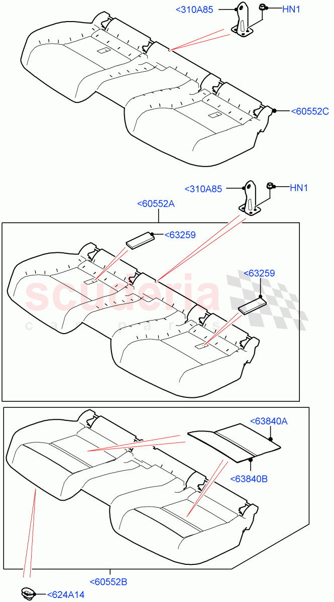 Rear Seat Base of Land Rover Land Rover Range Rover Velar (2017+) [2.0 Turbo Diesel AJ21D4]