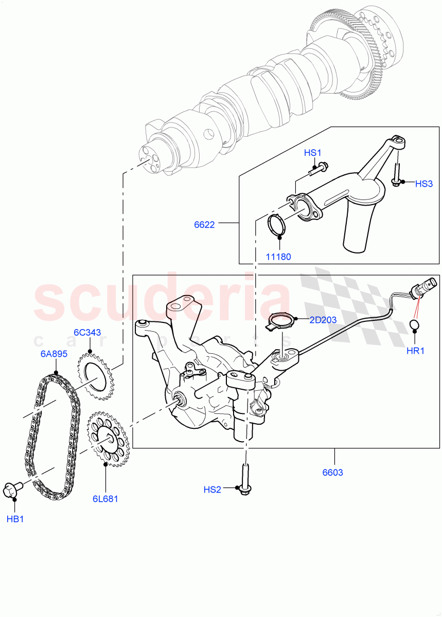 Oil Pump (Solihull Plant Build) (2.0L I4 DSL MID DOHC AJ200, 2.0L I4 DSL HIGH DOHC AJ200) ((V) FROMHA000001) of Land Rover Land Rover Discovery 5 (2017+) [2.0 Turbo Diesel]