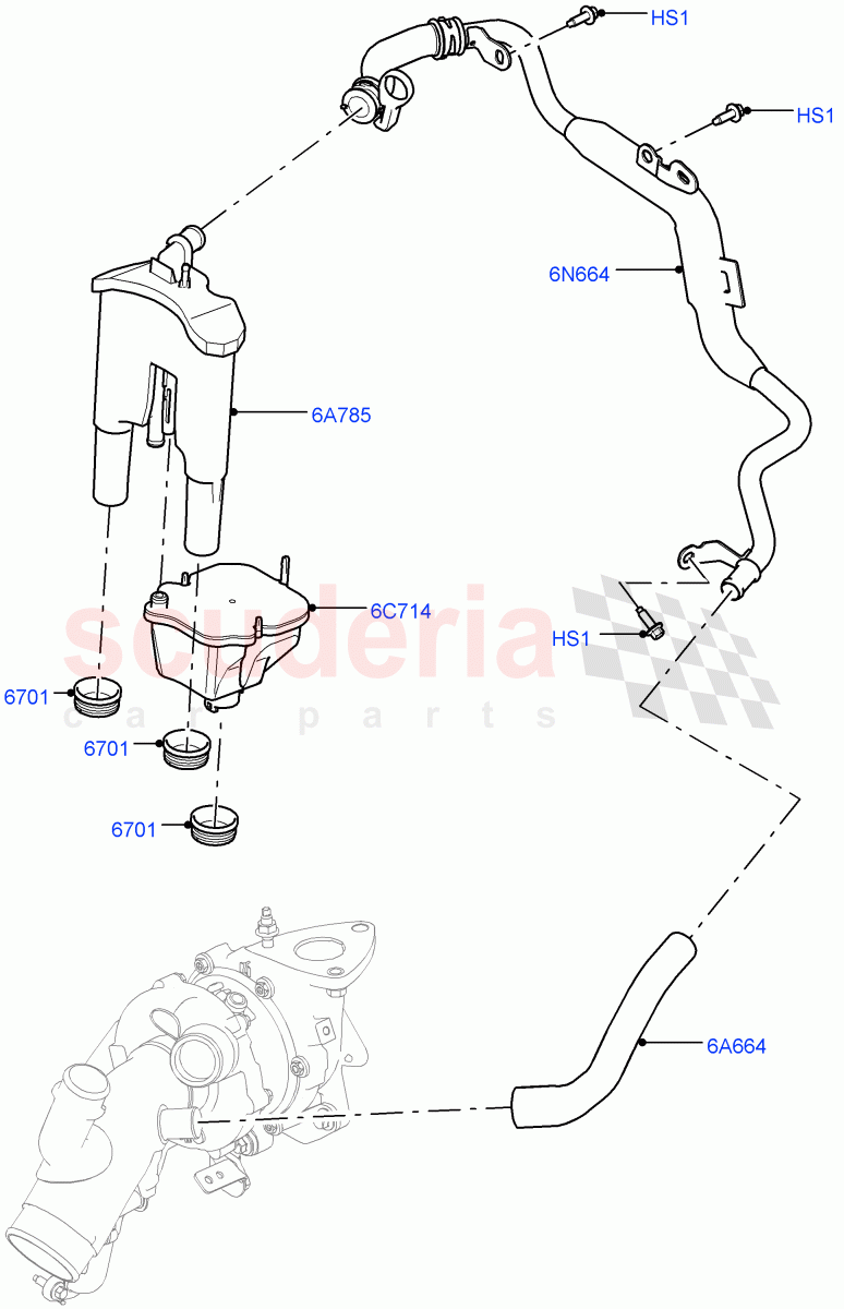 Emission Control - Crankcase (Engine Ventilation, Solihull Plant Build) (3.0 V6 D Gen2 Twin Turbo) ((V) FROMFA000001) of Land Rover Land Rover Range Rover (2012-2021) [3.0 Diesel 24V DOHC TC]
