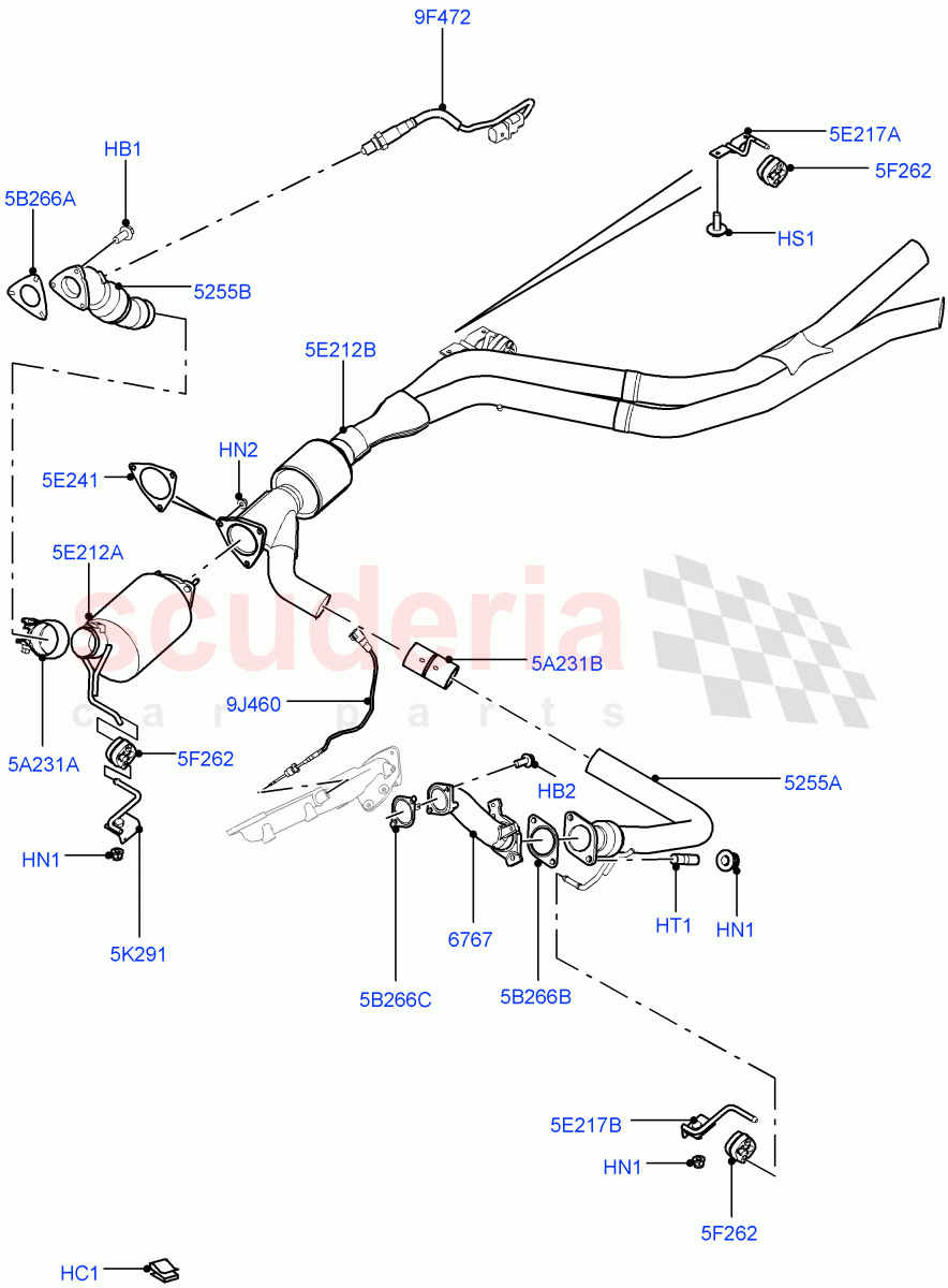 Exhaust System (Front) (4.4L DOHC DITC V8 Diesel, Euro Stage 4 Emissions) ((V) FROMBA000001) of Land Rover Land Rover Range Rover (2010-2012) [4.4 DOHC Diesel V8 DITC]