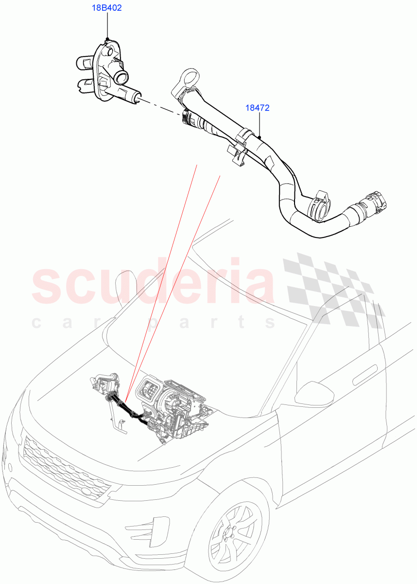 Auxiliary Heater Hoses (Halewood (UK), With Fuel Fired Heater, Fuel Heater W/Pk Heat With Remote, Fuel Fired Heater With Park Heat) ((V) TOLH999999) of Land Rover Land Rover Range Rover Evoque (2019+) [2.0 Turbo Diesel]
