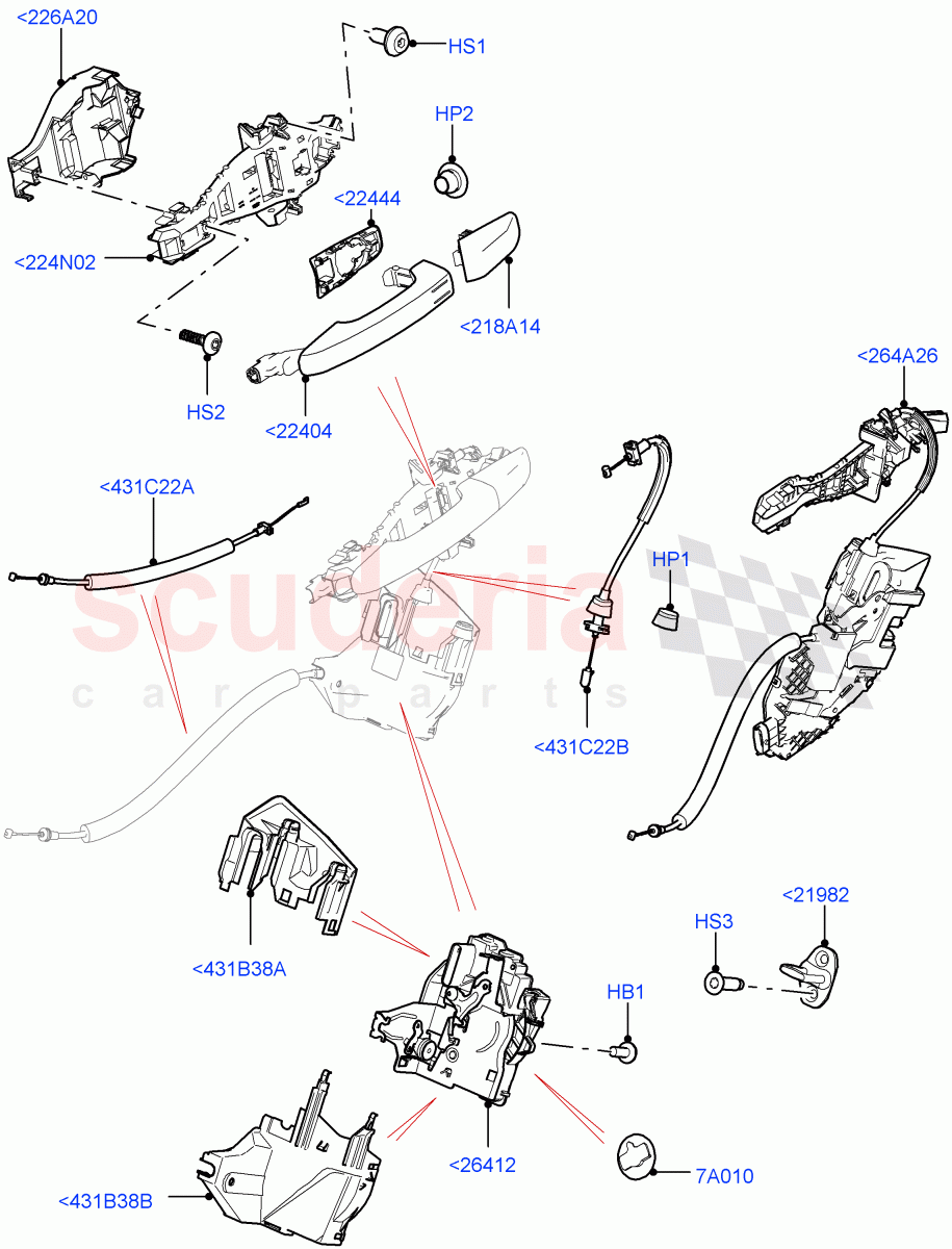 Rear Door Lock Controls (Solihull Plant Build) ((V) FROMJA000001) of Land Rover Land Rover Discovery 5 (2017+) [3.0 I6 Turbo Petrol AJ20P6]