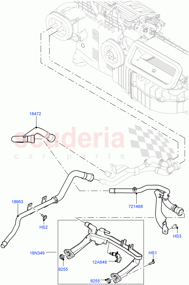 Heater Hoses (Nitra Plant Build) (3.0L DOHC GDI SC V6 PETROL, Less Auxiliary Coolant Pumps, With Fresh Air Heater, With Ptc Heater) ((V) FROMK2000001) of Land Rover Land Rover Discovery 5 (2017+) [3.0 Diesel 24V DOHC TC]