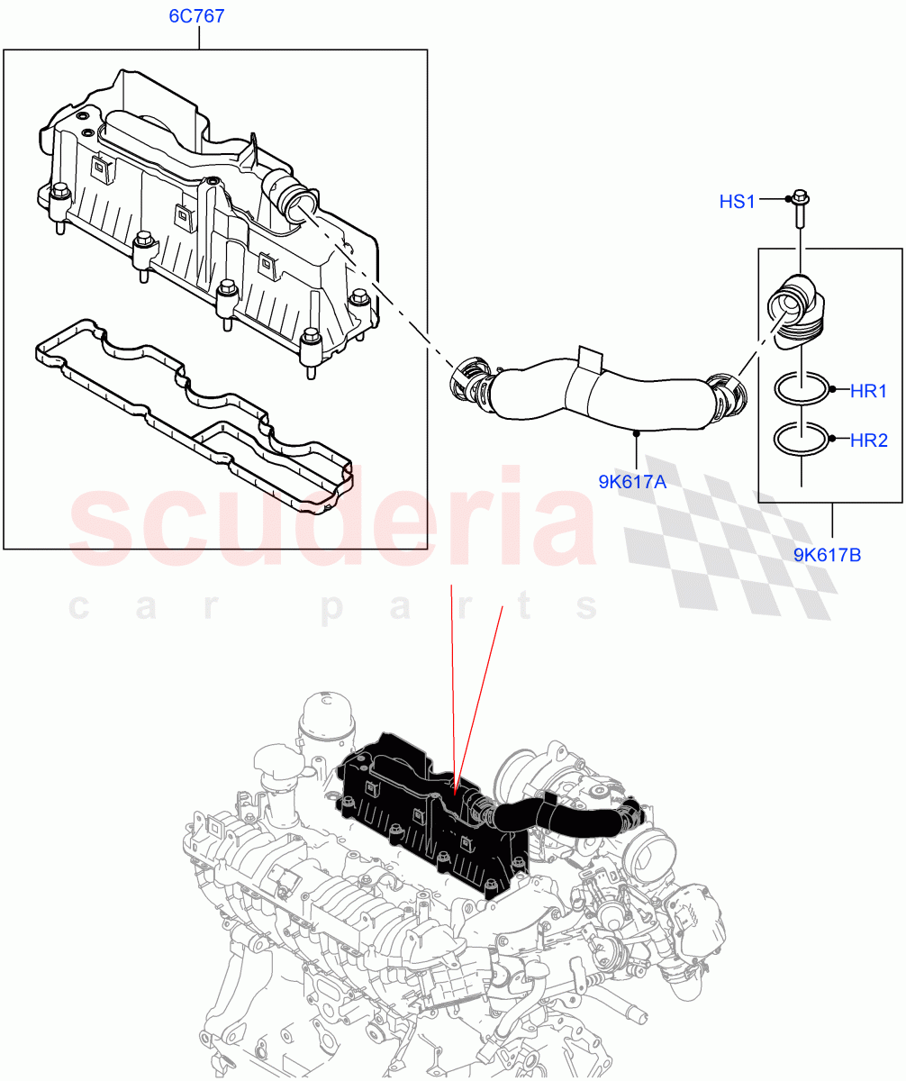 Emission Control - Crankcase (2.0L AJ21D4 Diesel Mid, Halewood (UK)) ((V) FROMMH000001) of Land Rover Land Rover Discovery Sport (2015+) [2.0 Turbo Diesel AJ21D4]