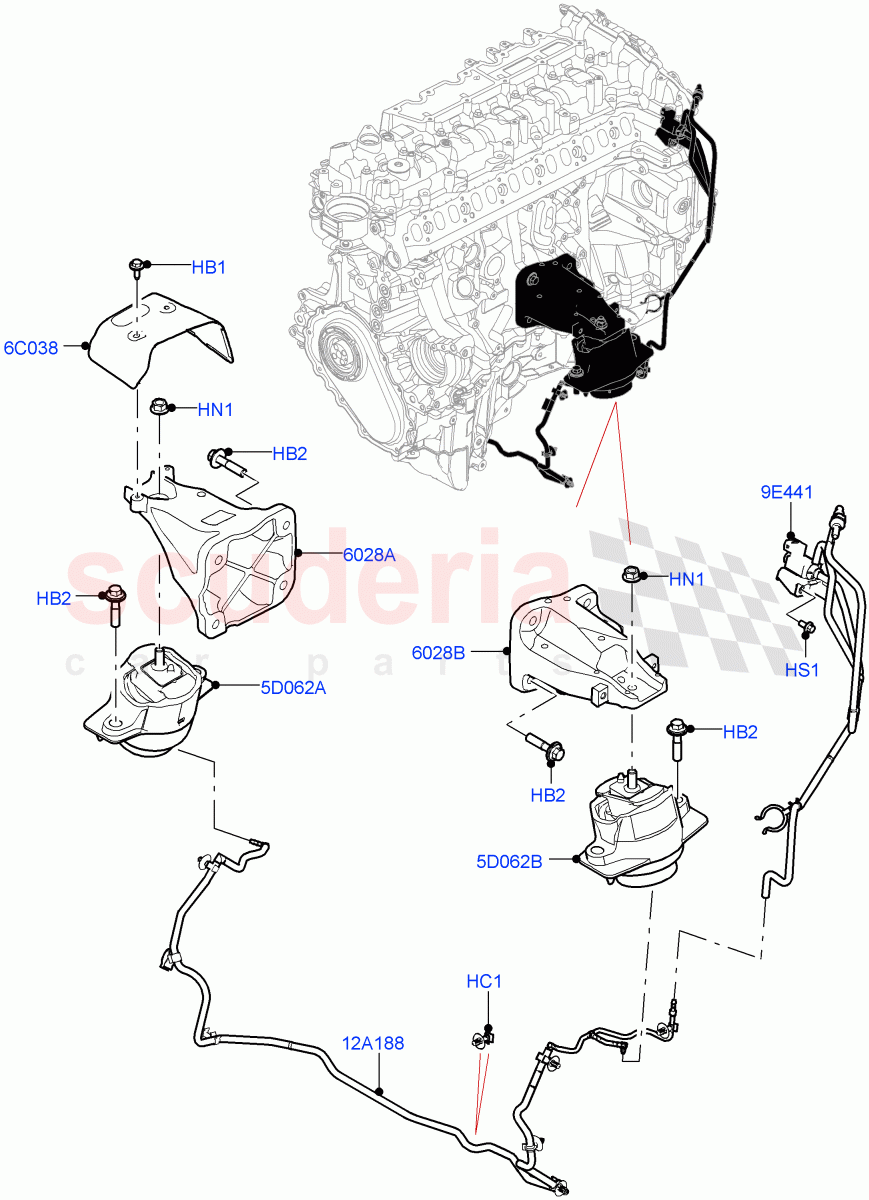 Engine Mounting(3.0L AJ20D6 Diesel High)((V)FROMMA000001) of Land Rover Land Rover Range Rover Velar (2017+) [3.0 DOHC GDI SC V6 Petrol]