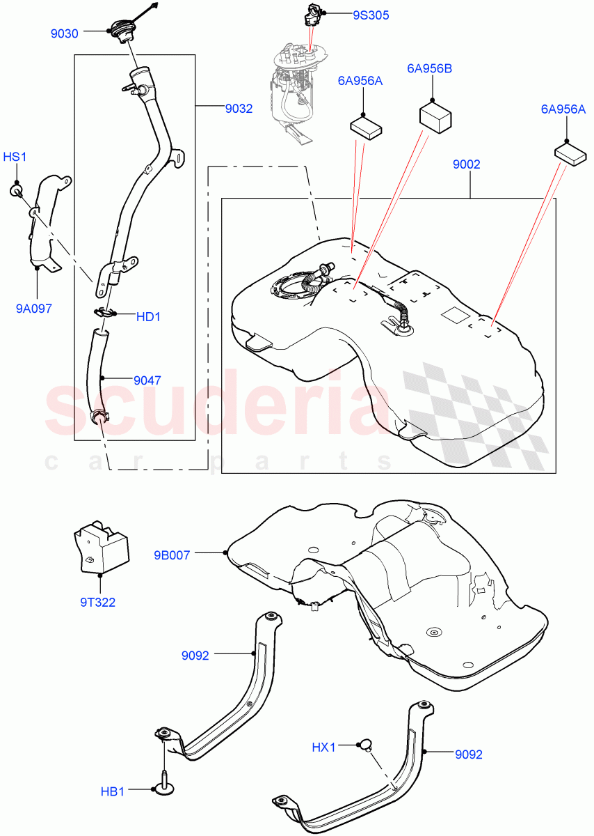 Fuel Tank & Related Parts (2.0L AJ20P4 Petrol Mid PTA, Changsu (China), Fuel Tank Filler Neck - DMTL) of Land Rover Land Rover Range Rover Evoque (2019+) [2.0 Turbo Petrol AJ200P]