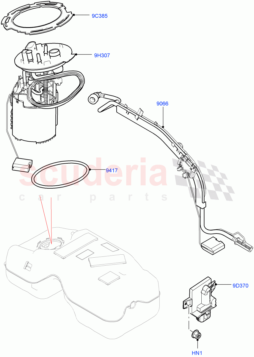 Fuel Pump And Sender Unit (2.0L I4 High DOHC AJ200 Petrol, Changsu (China), 2.0L I4 Mid DOHC AJ200 Petrol) ((V) FROMHG379388) of Land Rover Land Rover Discovery Sport (2015+) [2.0 Turbo Petrol AJ200P]