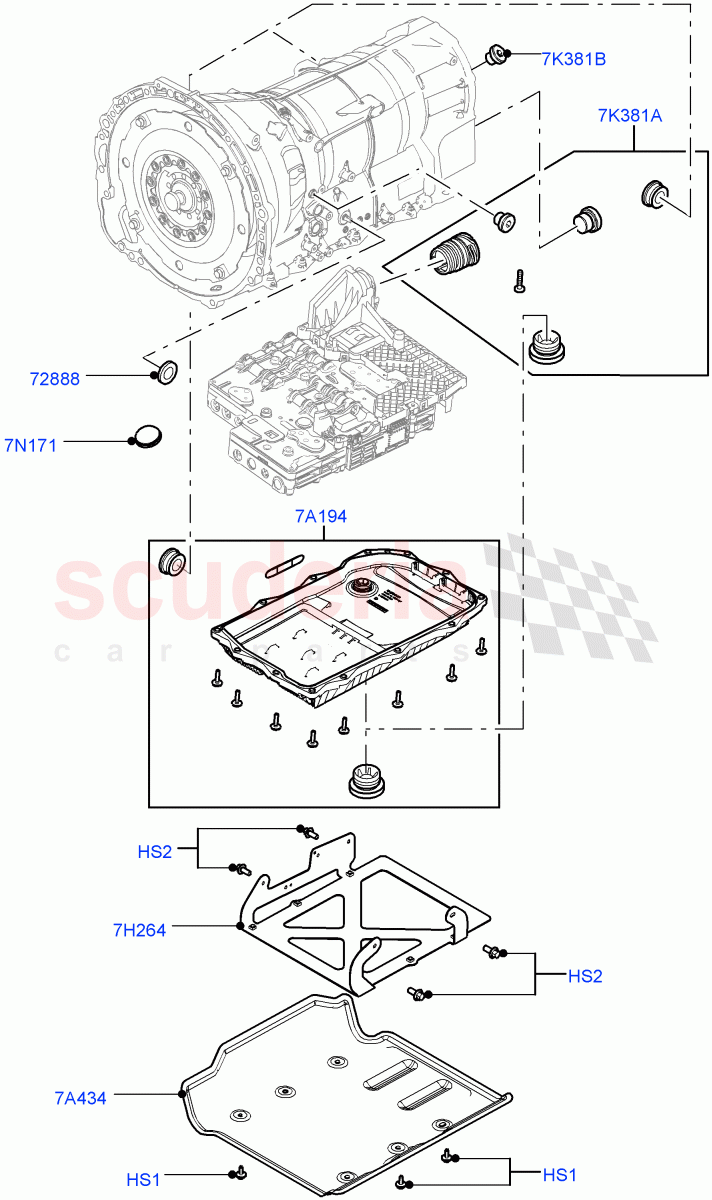 Transmission External Components (Solihull Plant Build) (8 Speed Auto Trans ZF 8HP45) ((V) FROMAA000001) of Land Rover Land Rover Range Rover (2012-2021) [3.0 I6 Turbo Diesel AJ20D6]
