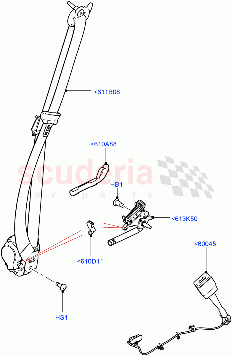 Front Seat Belts (Solihull Plant Build) ((V) FROMHA000001) of Land Rover Land Rover Discovery 5 (2017+) [3.0 I6 Turbo Diesel AJ20D6]