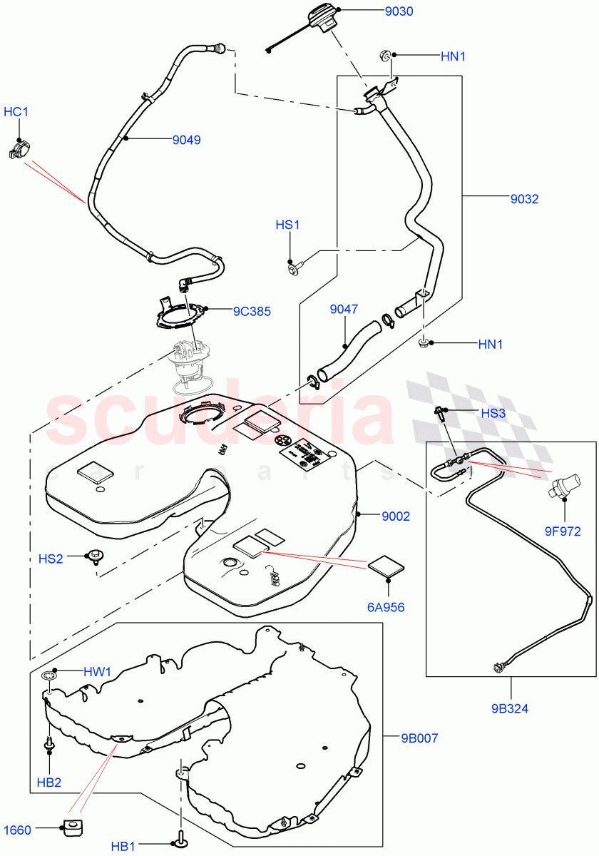 Fuel Tank & Related Parts(3.0L AJ20P6 Petrol High)((V)FROMKA000001) of Land Rover Land Rover Range Rover (2012-2021) [3.0 I6 Turbo Petrol AJ20P6]