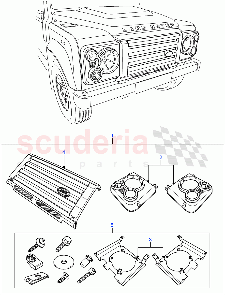 Headlamp Surrounds And Grille of Land Rover Land Rover Defender (2007-2016)