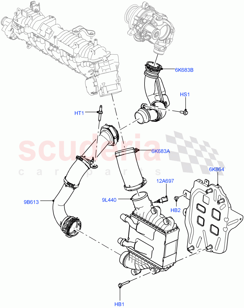 Intercooler/Air Ducts And Hoses(2.0L AJ21D4 Diesel Mid,Halewood (UK))((V)FROMMH000001) of Land Rover Land Rover Range Rover Evoque (2019+) [2.0 Turbo Diesel AJ21D4]