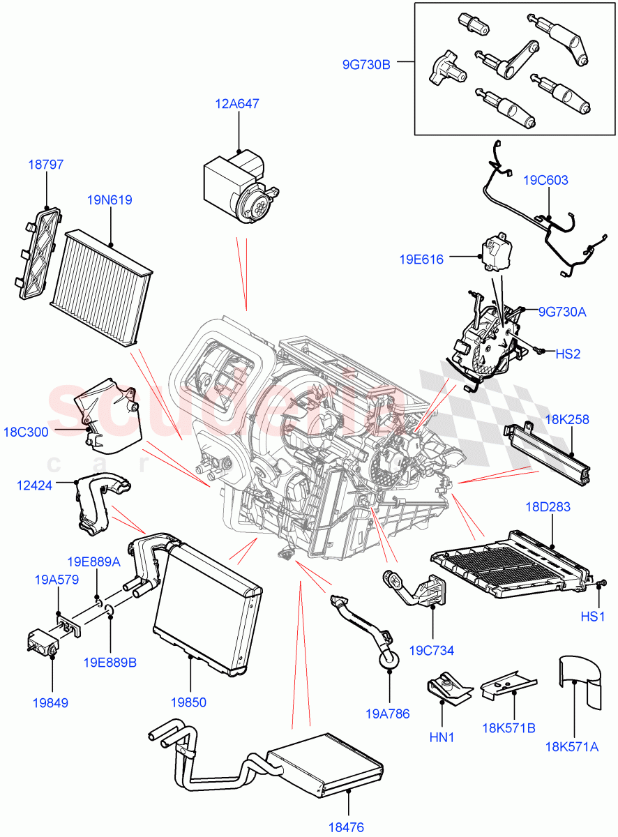 Heater/Air Cond.Internal Components (Changsu (China)) of Land Rover Land Rover Range Rover Evoque (2019+) [2.0 Turbo Diesel AJ21D4]