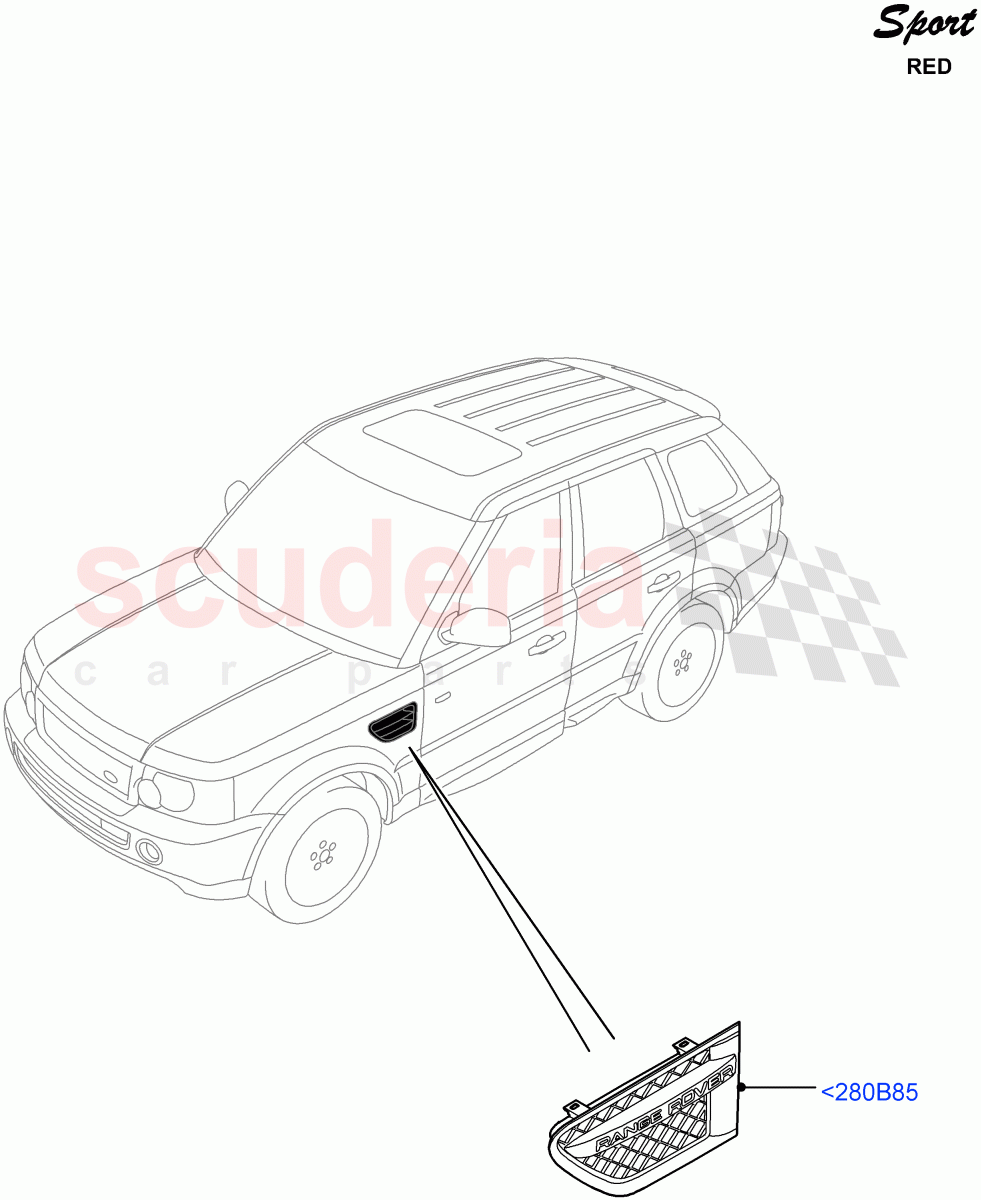 Dash Panel And Front Fenders(Red Sport LE)((V)FROMDA000001) of Land Rover Land Rover Range Rover Sport (2010-2013) [3.0 Diesel 24V DOHC TC]