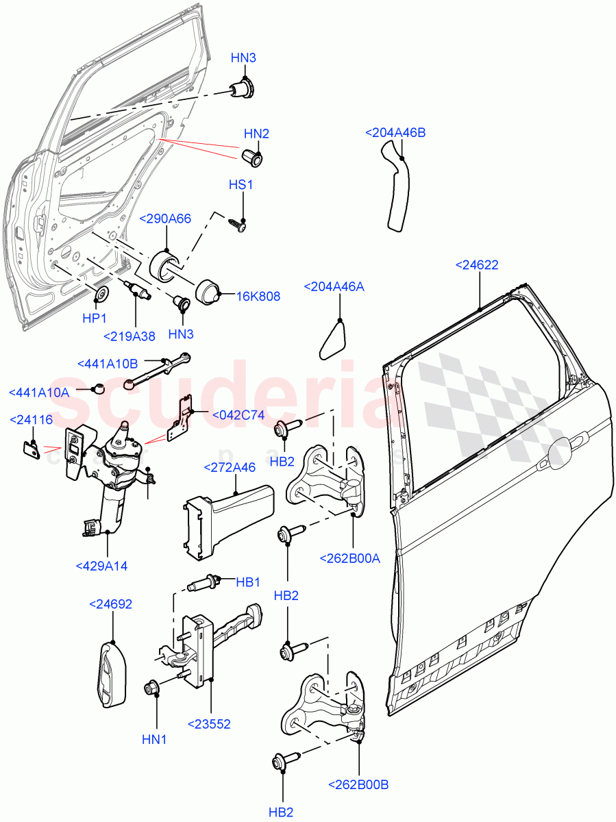 Rear Doors, Hinges & Weatherstrips(Door And Fixings) of Land Rover Land Rover Range Rover (2012-2021) [2.0 Turbo Petrol AJ200P]