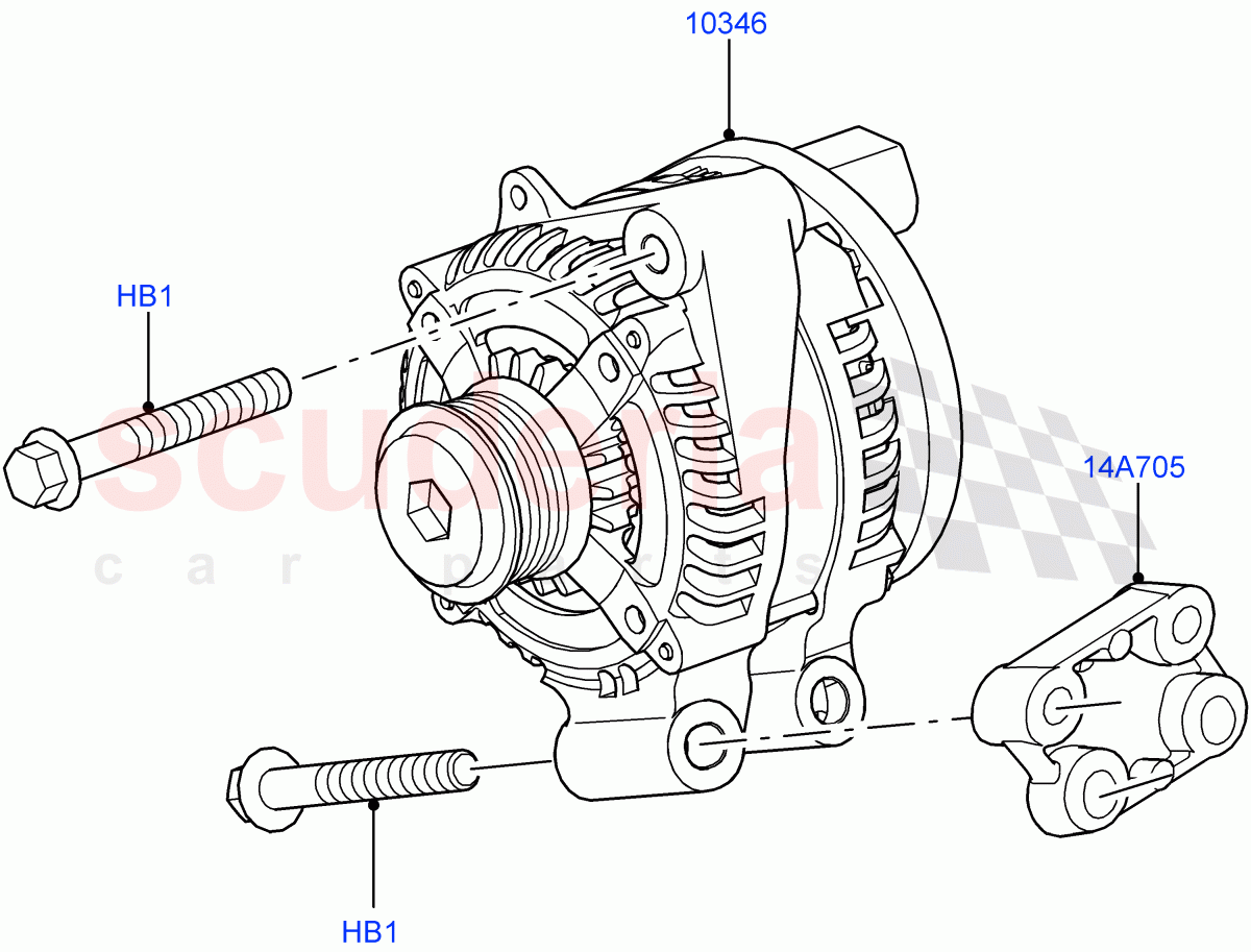 Alternator And Mountings (5.0 Petrol AJ133 DOHC CDA) ((V) FROMM2065457) of Land Rover Land Rover Defender (2020+) [2.0 Turbo Petrol AJ200P]