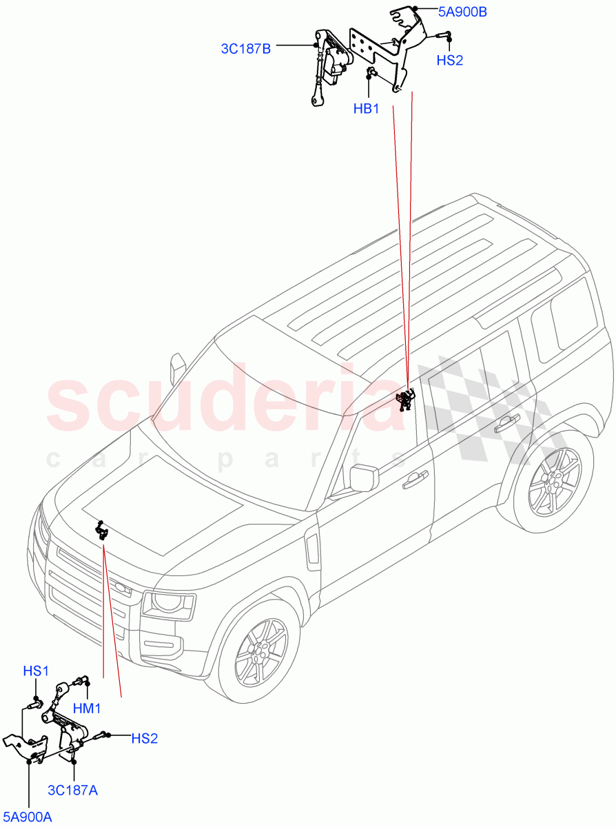 Air Suspension Controls/Electrics (With Standard Duty Coil Spring Susp) of Land Rover Land Rover Defender (2020+) [3.0 I6 Turbo Diesel AJ20D6]