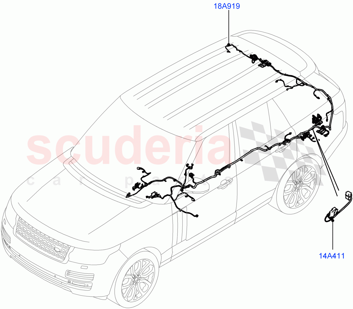Electrical Wiring - Body And Rear (Audio/Navigation/Entertainment) ((V) TOGA999999) of Land Rover Land Rover Range Rover (2012-2021) [2.0 Turbo Petrol GTDI]
