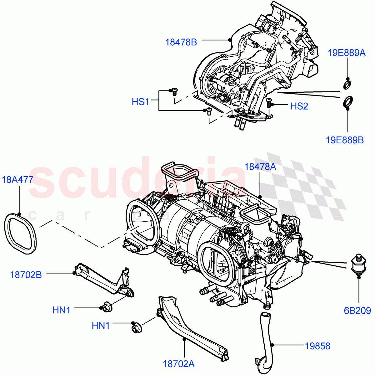 Heater/Air Cond.External Components (Page A) ((V) FROMAA000001) of Land Rover Land Rover Range Rover (2010-2012) [5.0 OHC SGDI NA V8 Petrol]
