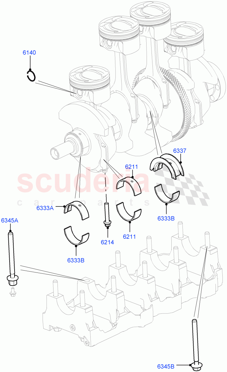 Crankshaft/Pistons And Bearings (2.0L 16V TIVCT T/C 240PS Petrol) of Land Rover Land Rover Range Rover (2012-2021) [2.0 Turbo Petrol GTDI]