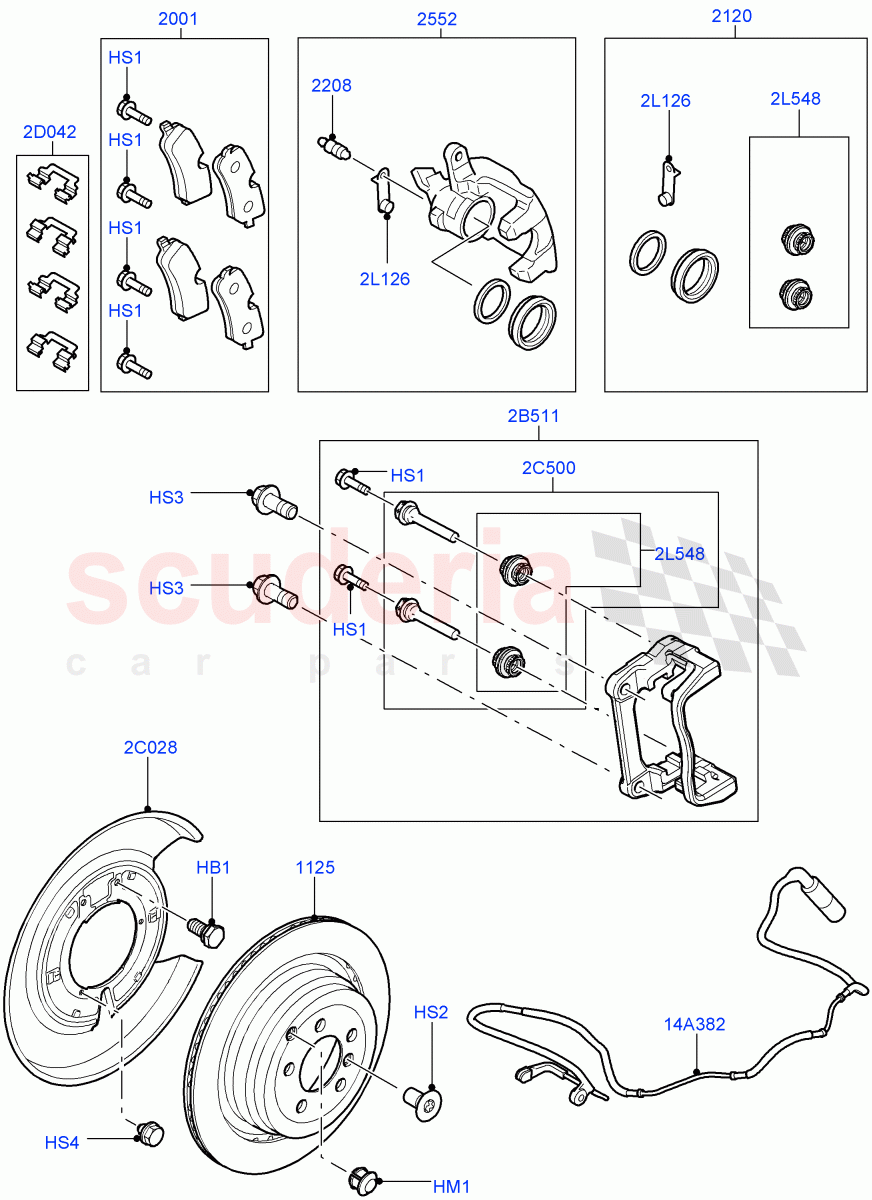 Rear Brake Discs And Calipers (5.0L OHC SGDI NA V8 Petrol - AJ133, 3.6L V8 32V DOHC EFi Diesel Lion) ((V) FROMBA333986) of Land Rover Land Rover Range Rover (2010-2012) [5.0 OHC SGDI NA V8 Petrol]