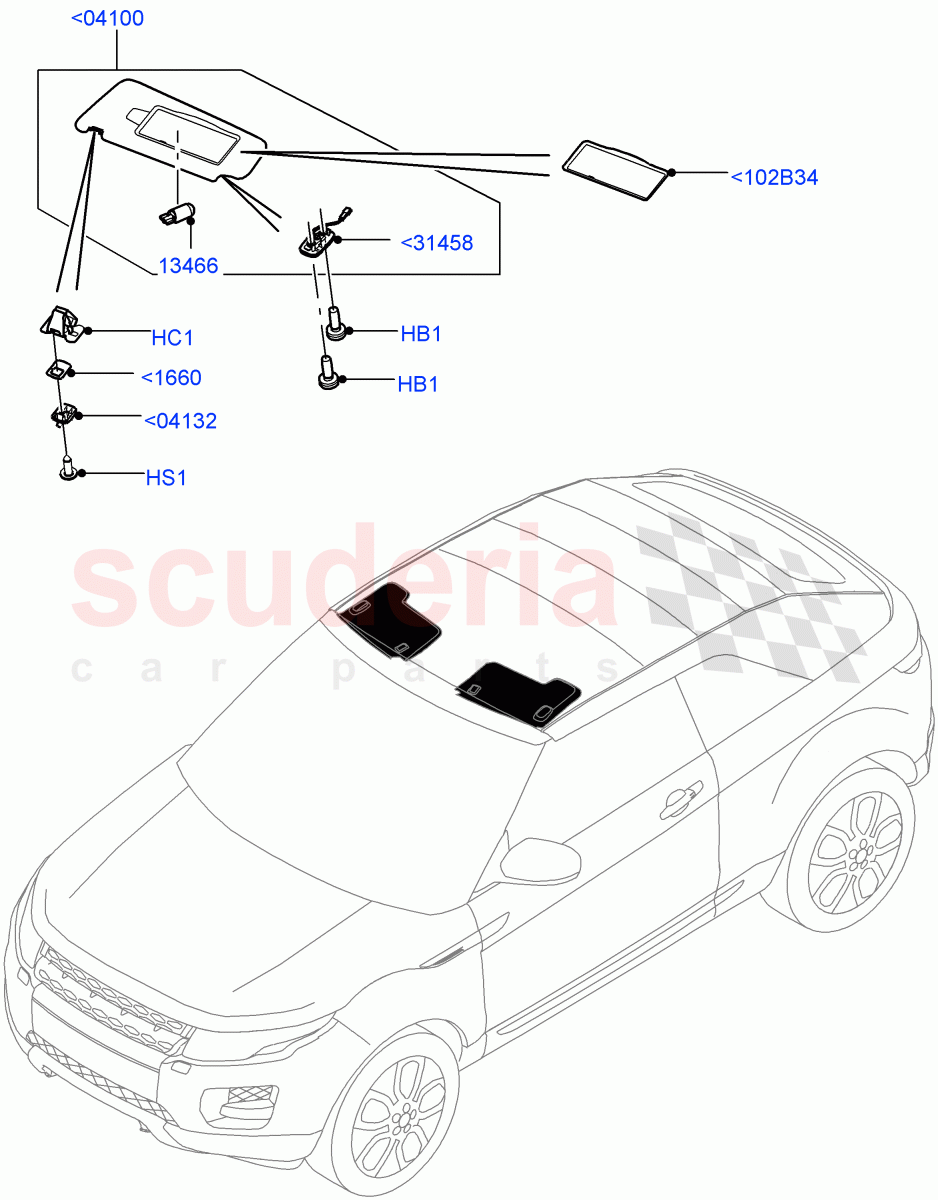 Headlining And Sun Visors(2 Door Convertible,Halewood (UK)) of Land Rover Land Rover Range Rover Evoque (2012-2018) [2.0 Turbo Petrol AJ200P]