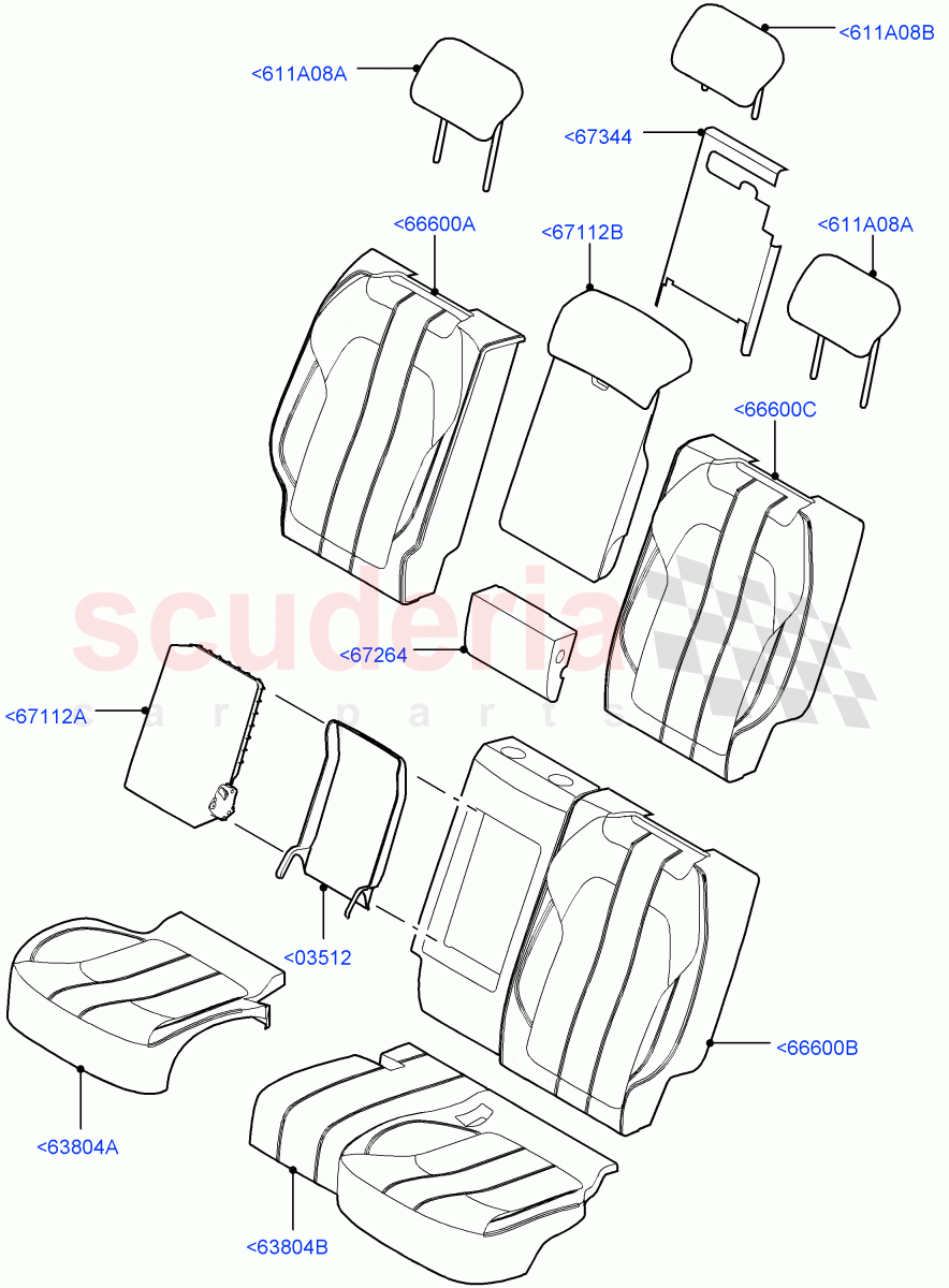 Rear Seat Covers(Leather Seat W/Alcantara Inserts)((V)TOHA999999) of Land Rover Land Rover Range Rover Sport (2014+) [2.0 Turbo Diesel]