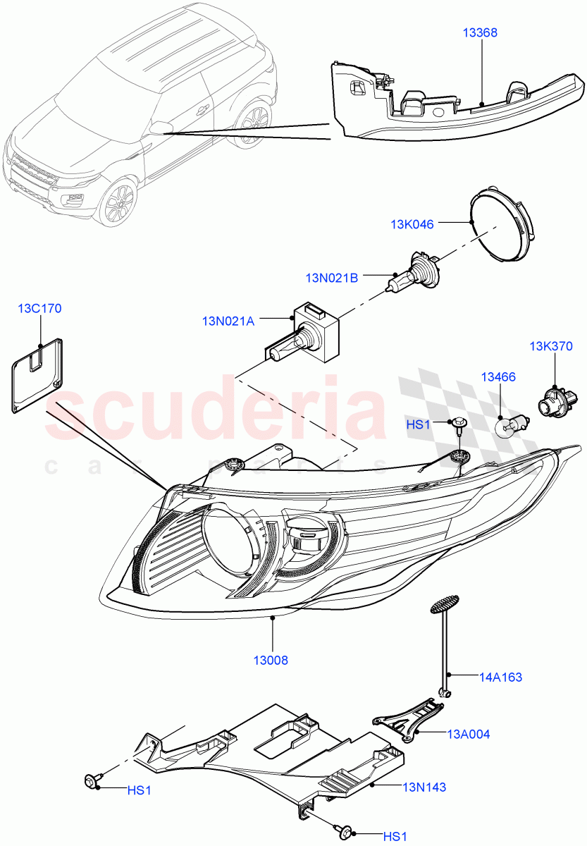 Headlamps And Front Flasher Lamps(Itatiaia (Brazil))((V)FROMGT000001) of Land Rover Land Rover Range Rover Evoque (2012-2018) [2.0 Turbo Petrol GTDI]