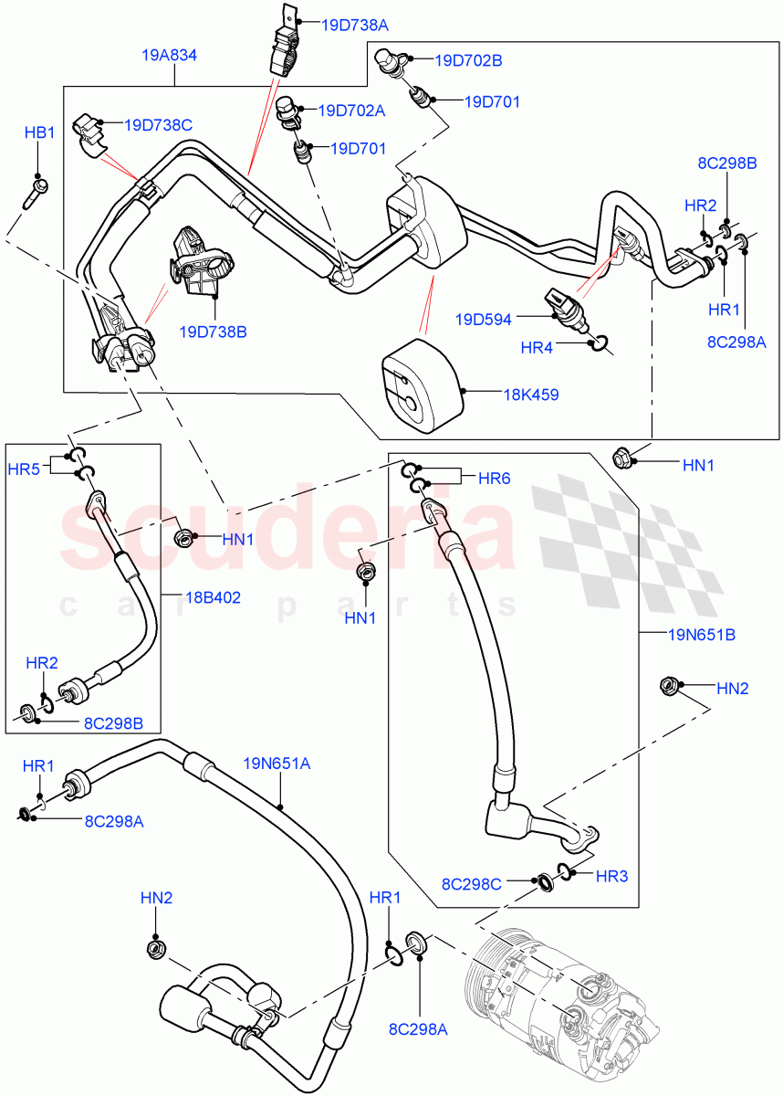 Air Conditioning System(2.0L 16V TIVCT T/C Gen2 Petrol,Halewood (UK),2.0L 16V TIVCT T/C 240PS Petrol) of Land Rover Land Rover Range Rover Evoque (2012-2018) [2.0 Turbo Petrol AJ200P]