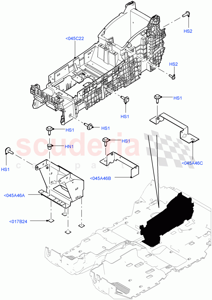Console - Floor (Internal Components, Rear, For Carrier Assy) (With 40/40 Split Individual Rr Seat, Individual 2nd Row Seats SV) of Land Rover Land Rover Range Rover (2012-2021) [4.4 DOHC Diesel V8 DITC]