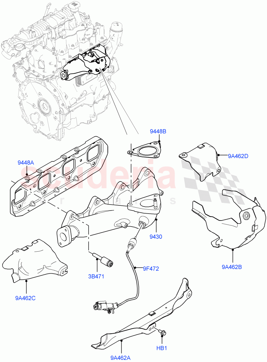 Exhaust Manifold (2.0L I4 DSL MID DOHC AJ200, Halewood (UK)) of Land Rover Land Rover Range Rover Evoque (2012-2018) [2.0 Turbo Diesel]