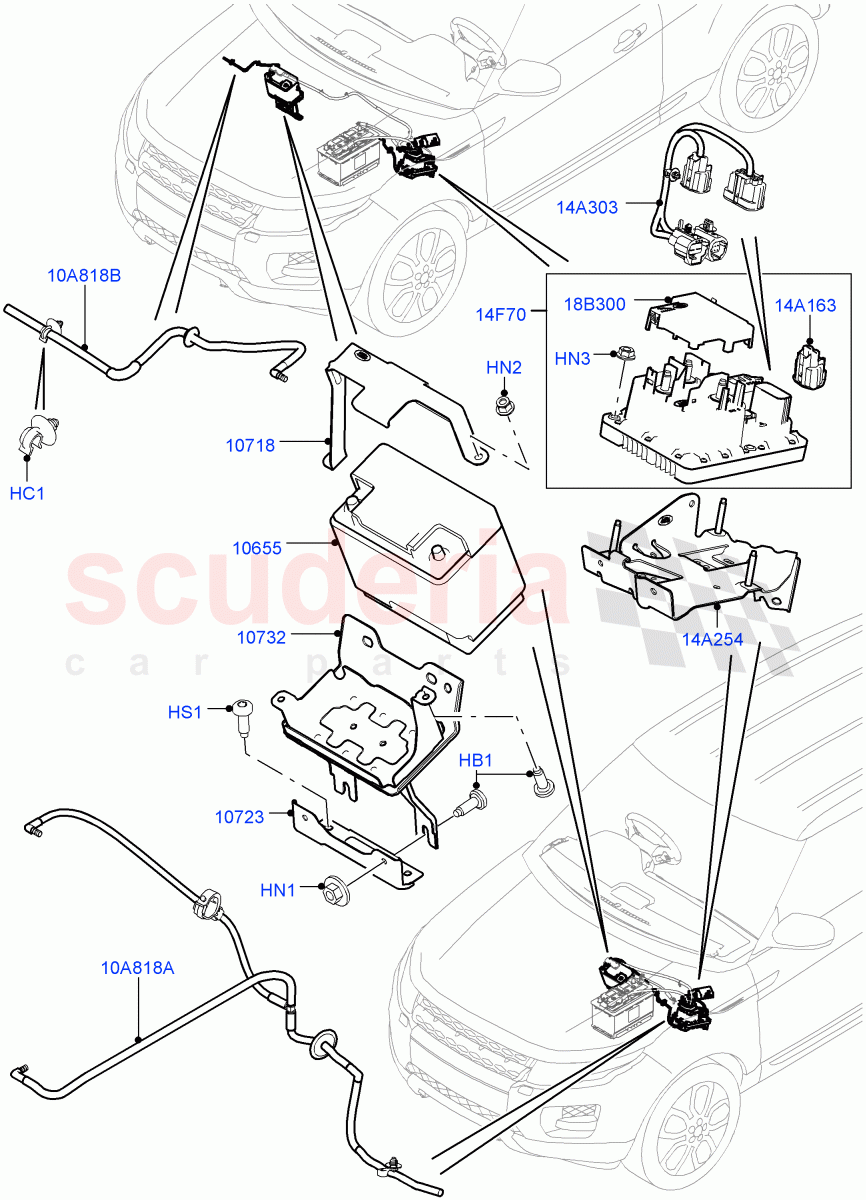 Battery And Mountings (Halewood (UK), Starter - Stop/Start System) ((V) FROMEH000001) of Land Rover Land Rover Range Rover Evoque (2012-2018) [2.0 Turbo Petrol GTDI]