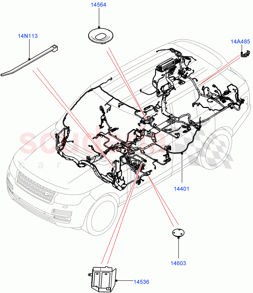 Electrical Wiring - Engine And Dash (Main Harness) ((V) TOEA999999) of Land Rover Land Rover Range Rover (2012-2021) [2.0 Turbo Petrol GTDI]