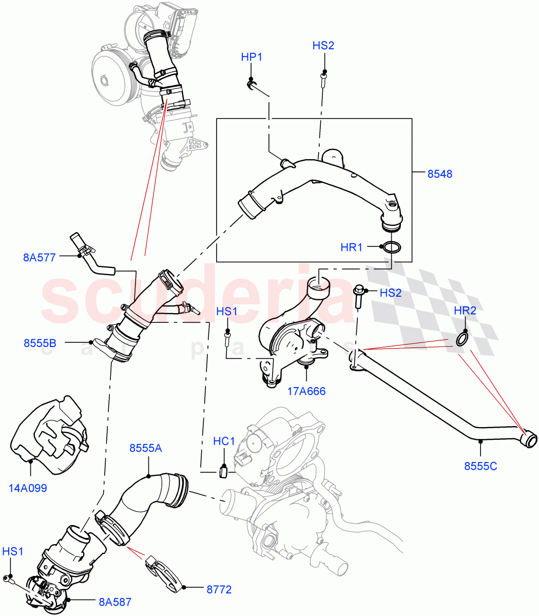 Thermostat/Housing & Related Parts(5.0 Petrol AJ133 DOHC CDA)((V)FROMJA000001,(V)TOJA999999) of Land Rover Land Rover Range Rover (2012-2021) [5.0 OHC SGDI SC V8 Petrol]