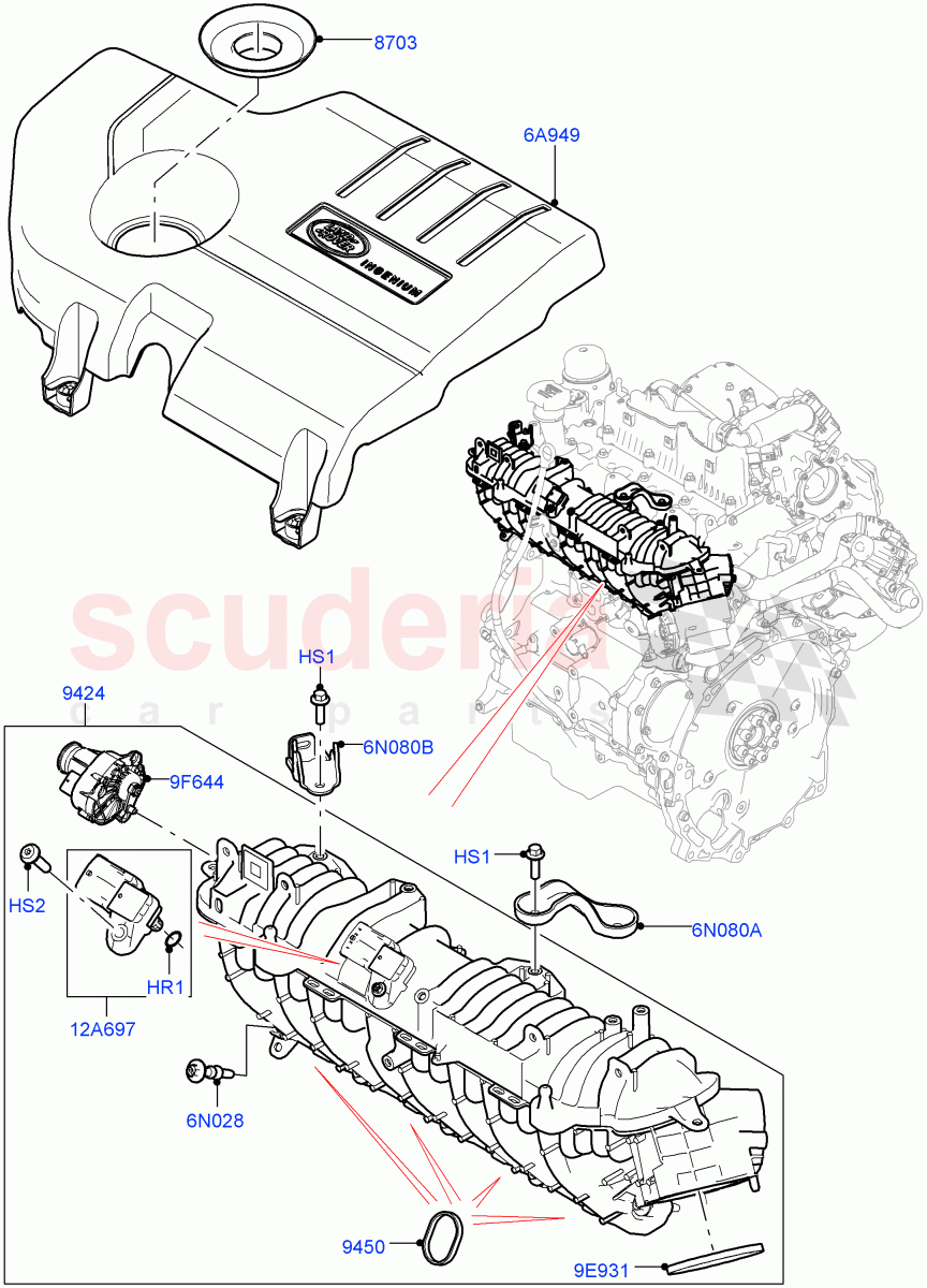 Inlet Manifold (2.0L I4 DSL HIGH DOHC AJ200, Itatiaia (Brazil)) ((V) FROMJT000001) of Land Rover Land Rover Range Rover Evoque (2012-2018) [2.0 Turbo Diesel]