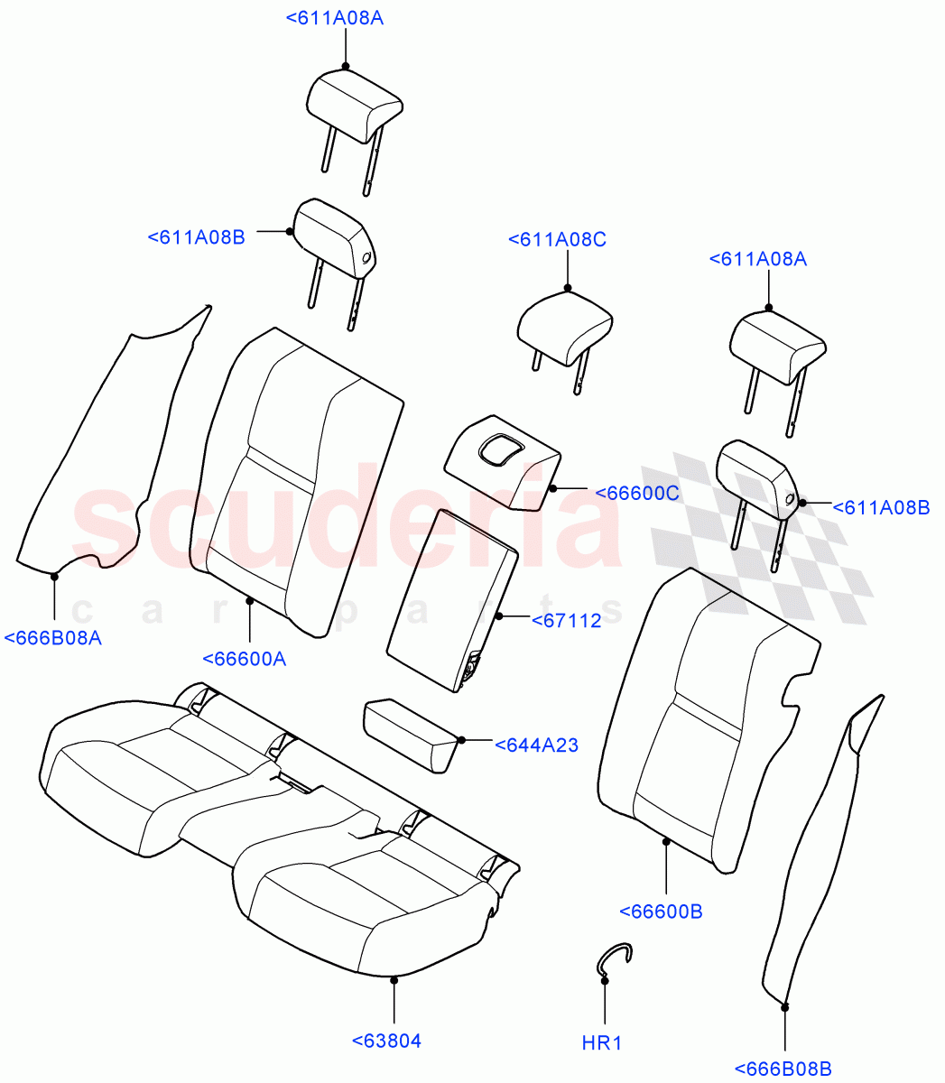 Rear Seat Covers (Taurus Leather Perforated) of Land Rover Land Rover Range Rover Velar (2017+) [2.0 Turbo Petrol AJ200P]