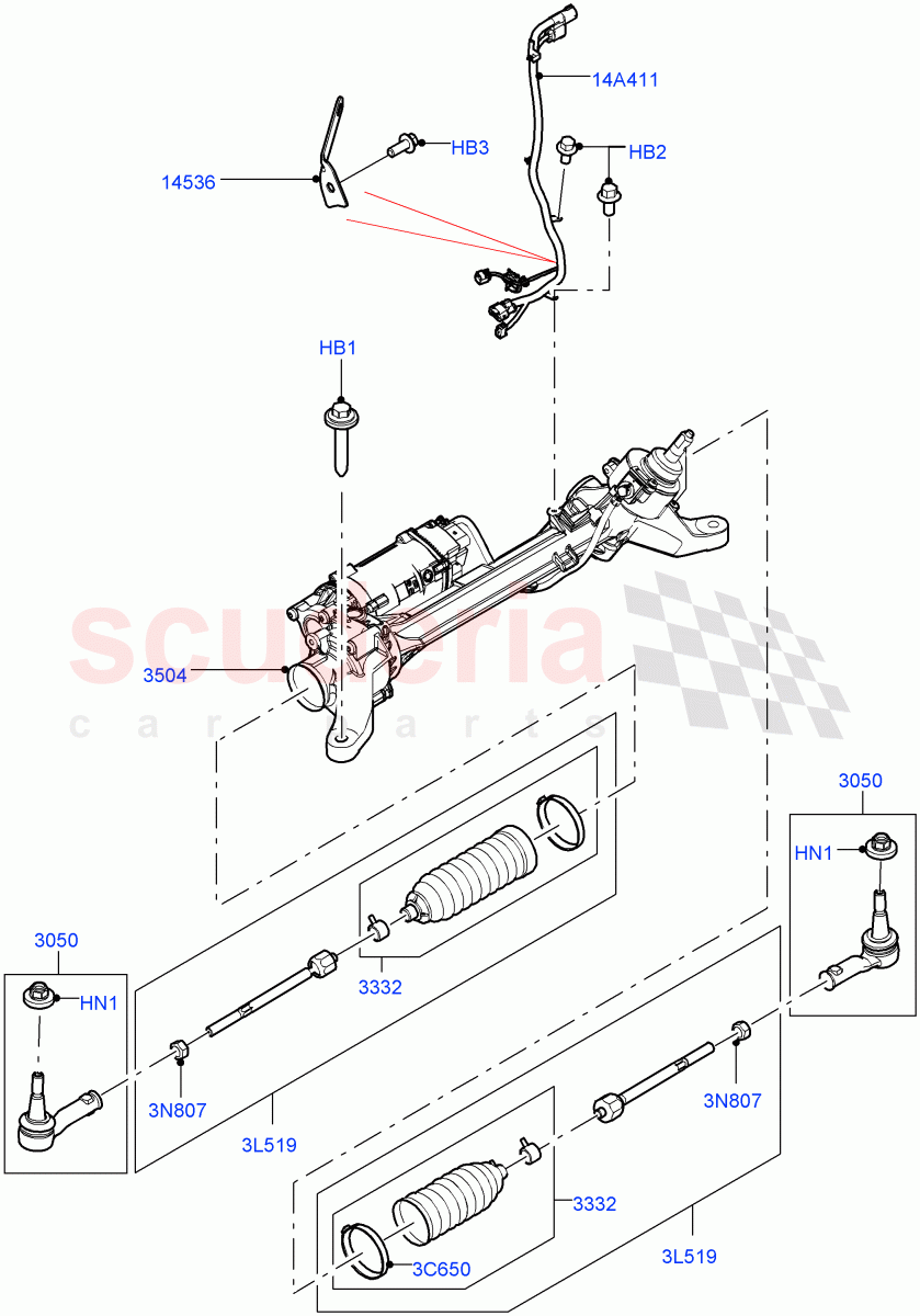 Steering Gear (Nitra Plant Build) ((V) FROMK2000001, (V) TOL2999999) of Land Rover Land Rover Discovery 5 (2017+) [3.0 I6 Turbo Diesel AJ20D6]