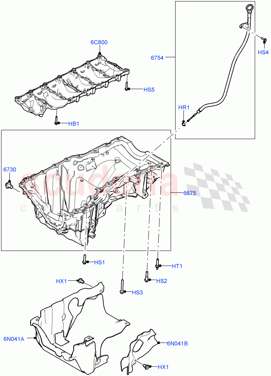 Oil Pan/Oil Level Indicator (3.0L AJ20D6 Diesel High) ((V) FROMMA000001) of Land Rover Land Rover Range Rover Velar (2017+) [3.0 I6 Turbo Diesel AJ20D6]