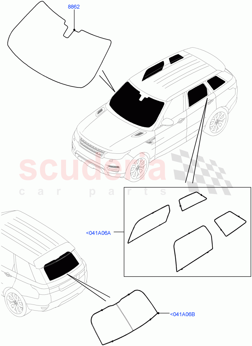 Touring Accessories(Accessory, Sun Blinds) of Land Rover Land Rover Range Rover Sport (2014+) [3.0 Diesel 24V DOHC TC]