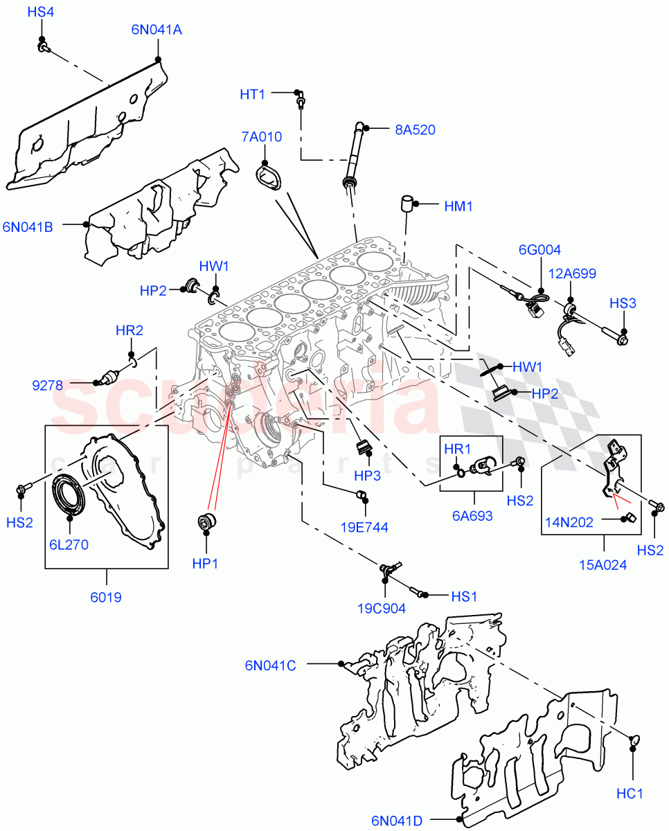 Cylinder Block And Plugs (3.0L AJ20P6 Petrol High) ((V) FROMKA000001) of Land Rover Land Rover Range Rover (2012-2021) [3.0 I6 Turbo Petrol AJ20P6]