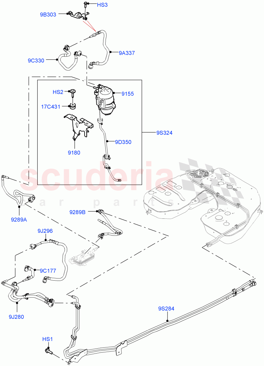 Fuel Lines (Nitra Plant Build) (2.0L I4 DSL HIGH DOHC AJ200, Fuel Tank-Diesel) of Land Rover Land Rover Defender (2020+) [2.0 Turbo Diesel]